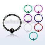 ns05bl color plated silver nose hoop with ball diameter 8mm