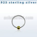 ns05gb silver nose hoop with gold plated ball diameter 8mm
