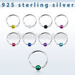 ns05kb silver nose hoop with black plated ball diameter 8mm