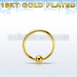 ns05rg silver nose hoop w 18k gold plated ball diameter 8mm