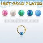 ns05rgo gold silver nose hoop w ball 3mm opal ball 8mm