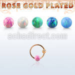 ns05rso rose gold silver nose hoop w ball 3mm opal ball 8mm