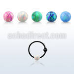ns06blo black silver nose hoop w ball 3mm synthetic ball 10mm