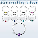 ns06kb silver nose hoop with black plated ball diameter 10mm