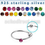 ns06m9 silver hoop nose ring with 10mm ball 1 5mm crystals