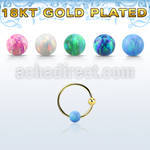 ns06rgo gold silver nose hoop w ball 3mm opal ball 10mm