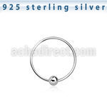 ns07 sterling silver nose hoop with ball diameter 12mm