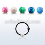 ns07blo black silver nose hoop w ball 3mm synthetic ball 12mm