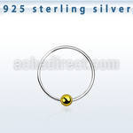 ns07gb sterling silver nose hoop with gold plated ball