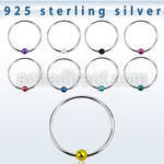 ns07kb sterling silver nose hoop with black plated ball