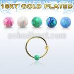 ns07rgo gold silver nose hoop w ball 3mm opal ball 12mm