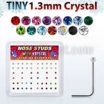 ns6mx box of silver nose studs with tiny 1 25mm crystal tops