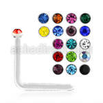 nsac1 clear acrylic nose stud with a 1mm round crystal top