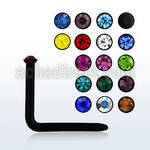 nsack1 black acrylic nose stud with a 1mm round crystal top