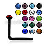 nsack2 black acrylic nose stud with a 1 5mm round crystal top