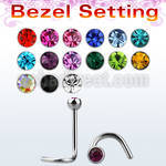 nscb25 316l steel nose screw with bezel set round crystal top