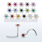nscflc polished 316l steel nose screw with flower top crystal