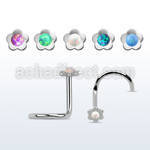 nscflop 316l steel nose screw w flower top synthetic opal