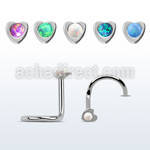 nschtop 316l steel nose screw w heart top synthetic opal