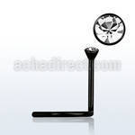 nsck black 316l steel nose screw with bezel round crystal