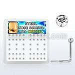 nscxc box of 316l steel nose screws w 2mm clear crystal tops