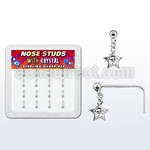 nsds16c box w silver nose studs, w a dangling star w crystals