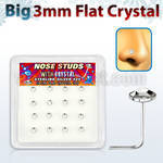 nsfb16c box of silver nose studs with 3mm round clear crystals
