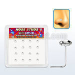 nsfbs16c box w 16 pcs of silver nose stud w flat 2.5mm clear tops