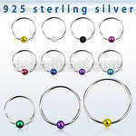 nskb sterling silver nose hoop with a color plated ball