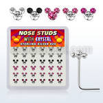 nsmos36a box w 925 silver nose studs w crystal mouse face