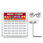 nsmsbxc box silver nose studs w music note shaped tops w crystal