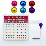 nsmtbx2 box w silver nose studs, w 2mm mix color plated ball top