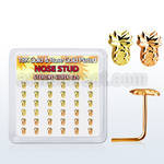 nsmxpa36 box w silver nose stud w gold rose gold pineapple top