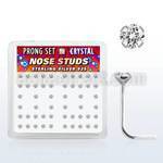 nsp14cx box w silver nose studs w 2mm prong set crystal tops