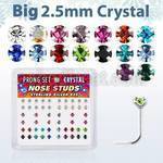nsp19mx box of silver nose studs w 2 5mm prong crystal in colors