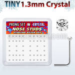 nsp6cx box of silver nose studs w 1 25mm clear prong crystal