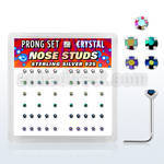 nspbxabm box of silver nose studs with 1 5mm ab prong crystals