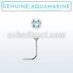 nspge8 925 silver nose stud w a aquamarine stone