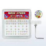 nsrdbxab box of silver nose studs with 1 5mm clear ab crystals
