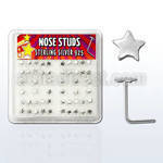 nssarbx box of silver nose studs with 3mm silver star tops