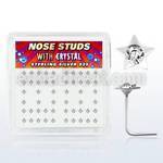 nssarbxc box of silver nose studs with star top w center crystal