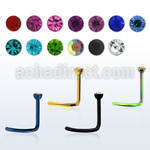 nstc anodized 316l steel nose stud with 2mm crystal tops