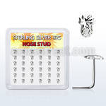 nsvpa36 display w silver nose studs w a pineapple shaped tops