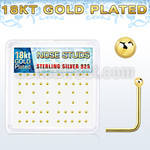nsx18b box of gold silver nose studs with 18k gold ball tops
