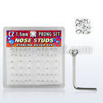 nszbc box of silver nose studs with 1 5mm prong cz