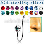 nvcl5 silver fake nose clip w sun shaped top w central crystal