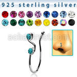 nvcl8 silver fake nose clip w a musical note w two crystals