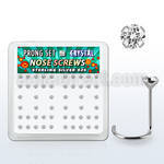 nwp14cx box w 52 silver nose screws w set 2mm clear crystals