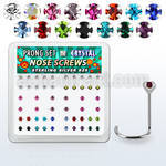 nwp14mx box w 52 silver nose screws w set 2mm mix color crystals