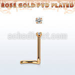 nwttzr15 rose gold  steel nose screw 20 w prong set clear 1.5mm cz